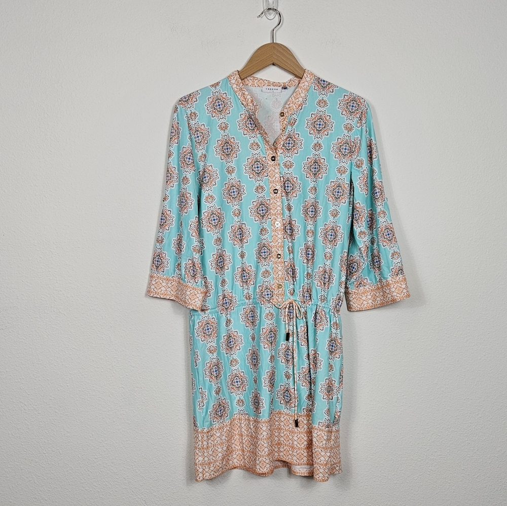 Cabana Life Tunic Swim Cover Up Dress Women's Size L Style:464-C-CV8 Blue Orange
